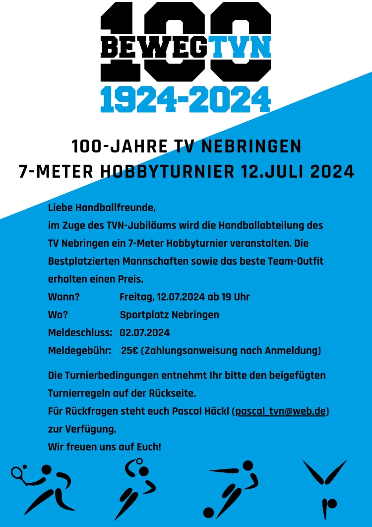 100-Jahre TV Nebringen - 7m Hobbyturnier 12. Juli 2024